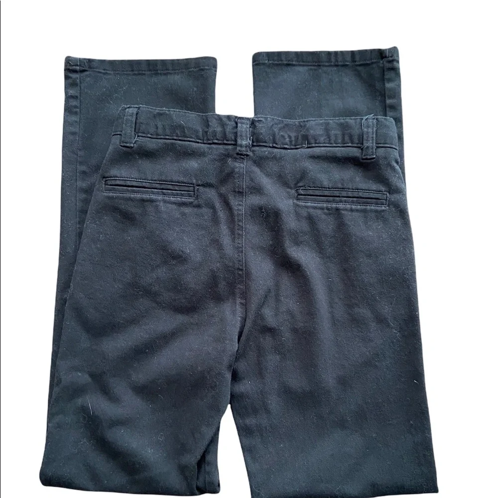 Chaps SLIM CUT Boys Khakis School Uniform Dress Pants Black Adjustable Waist 14S